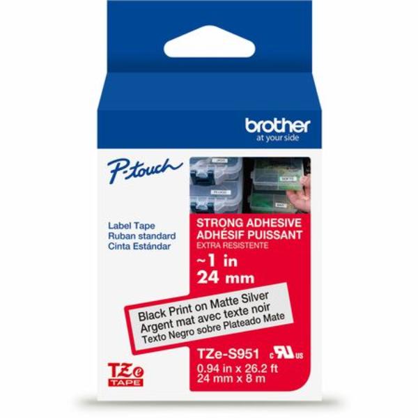 BRTTZES951G 1 in. Cartridge Tape, Black & Silver