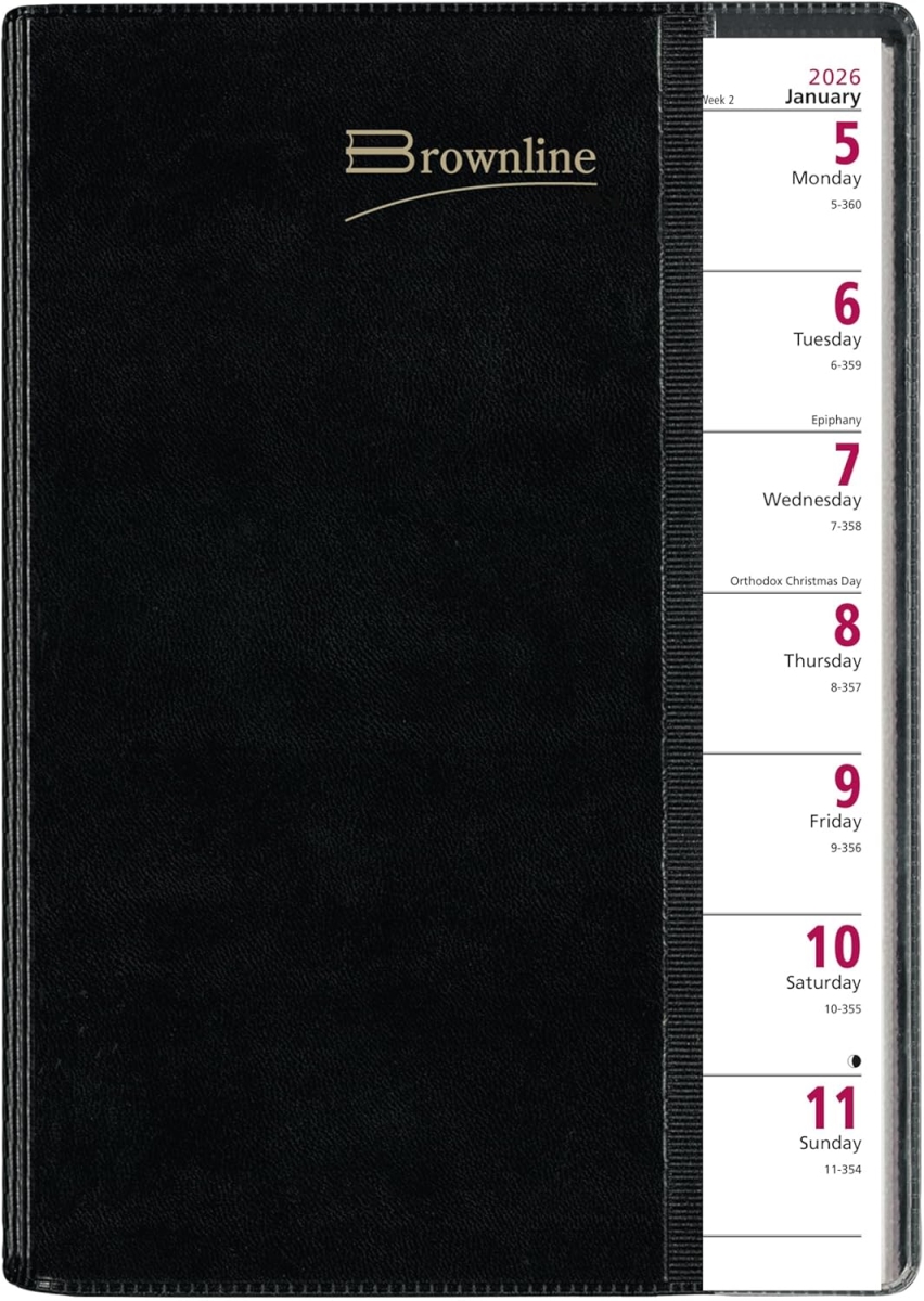 REDCB920BLK 8.5 x 6.75 in. 2026 Pre-Vu Weekly Planner, Tri-Fold Flexible Cover - Black