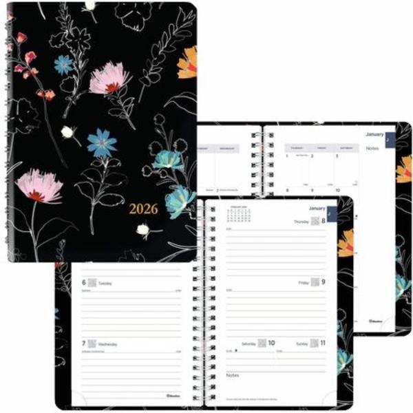 REDC101G01 8 x 5 in. Dramatic Floral Weekly & Monthly Planner