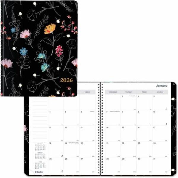 REDC701G01 11 x 8 in. Dramatic Floral Weekly & Monthly Planner
