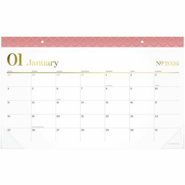 AAG1606705 17.75 x 11 in. Cambridge Work Style Monthly Desk Pad Calendar, Compact, 12 Month - January 2026 To December 2026 - Pink