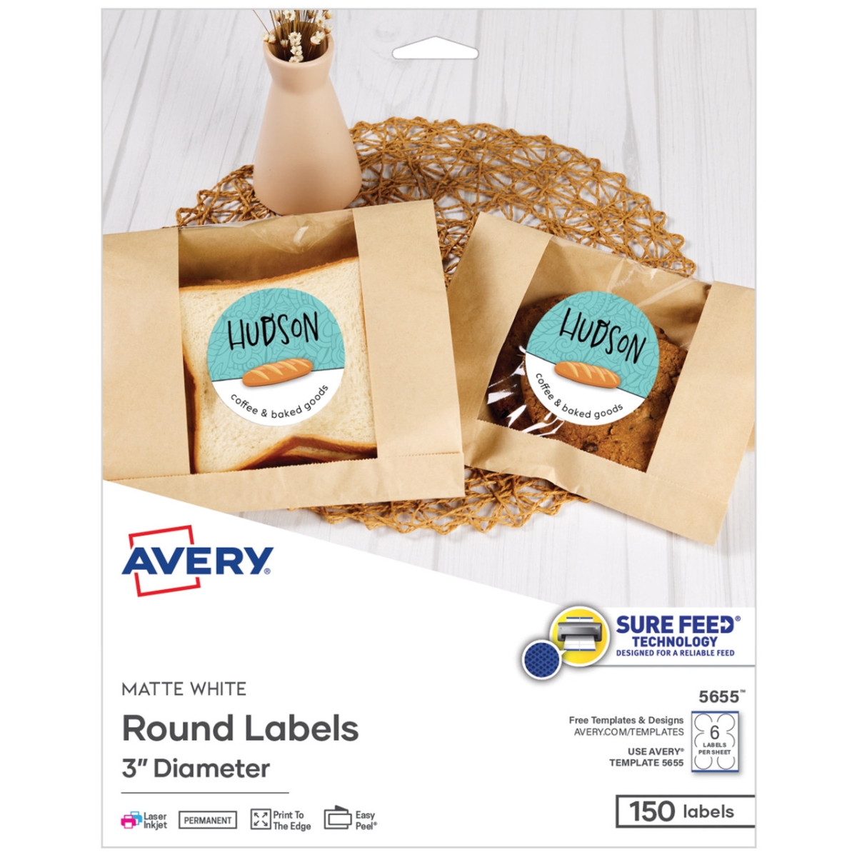 AVE05655 3 in. Round Labels - Pack of 150