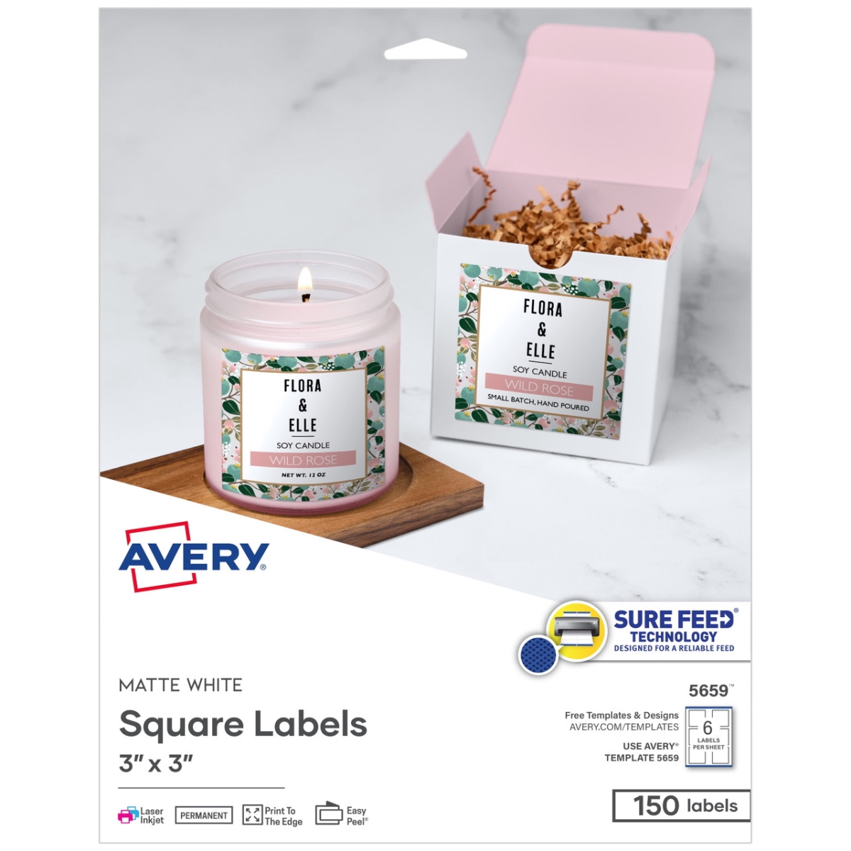 AVE05659 3 x 3 in. Square Labels - Pack of 150