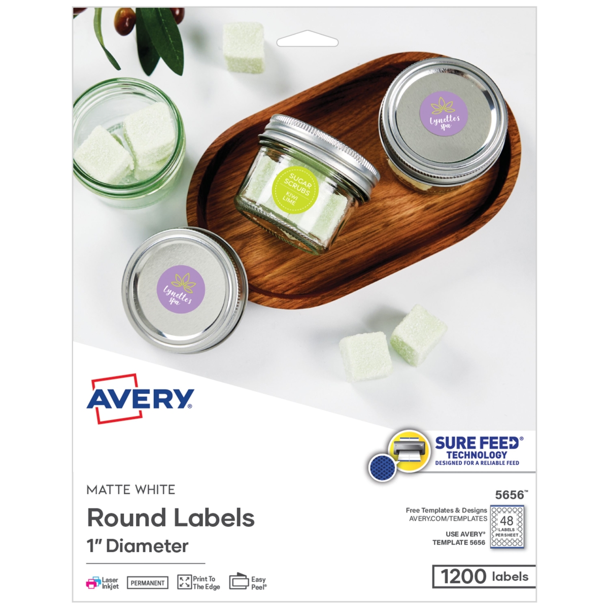 AVE05656 1 in. Round Labels - Matte White - Pack of 1200