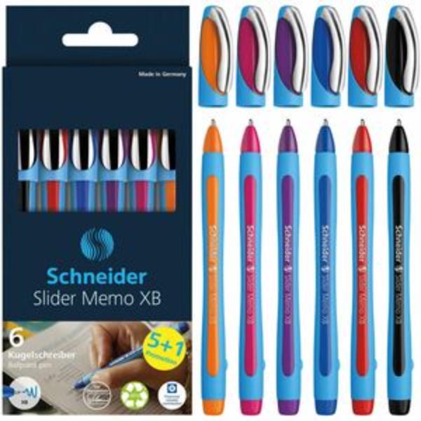 RED150296 Memo Ballpoint Pen - Assorted Colors Extra Bold Tip - Pack of 6
