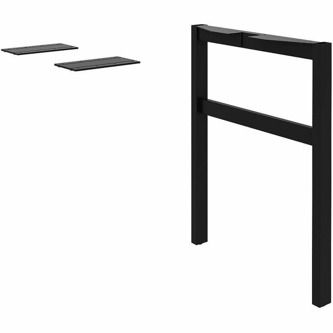 LLR16282 24 in. Return H-Type Table Leg with Plate - Black