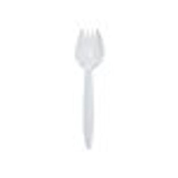 Picture of Lollicup KRTU2210W Spork Medium-Weight Fork - White - Pack of 10