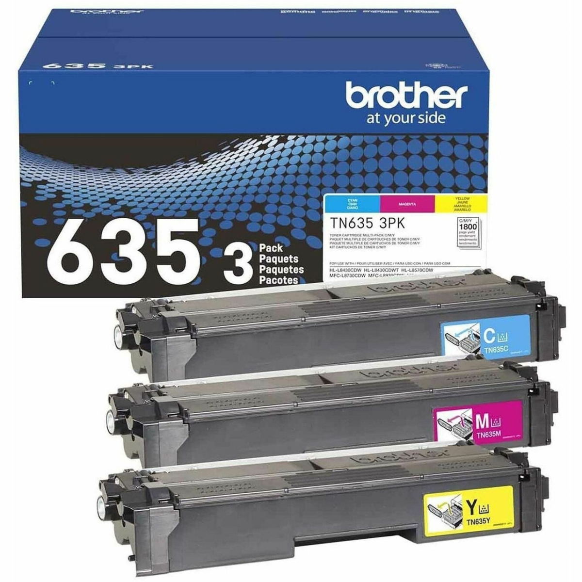 BRTTN6353PK TN635 Original Standard Yield Laser Toner Cartridge - Cyan, Magenta & Yellow - Pack of 3