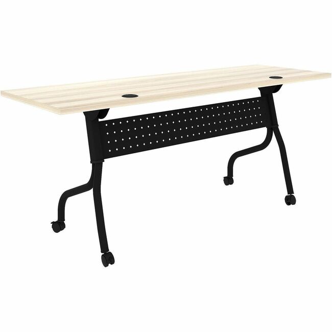 LLR66375 72 x 24 in. Melamine Top Flip Up Training Tables, Modern Elm & Black