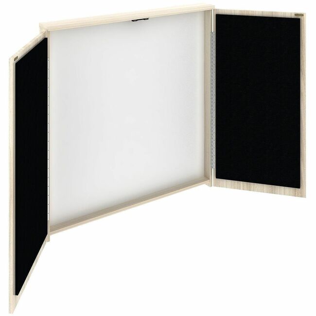 LLR66345 Hinged Door Laminated Dry Erase Whiteboard Presentation Cabinet - Modern Elm