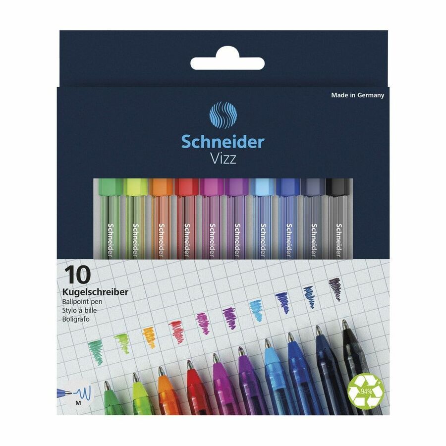 RED102290 Vizz Medium Tip Ballpoint Pen, Assorted Colors, Pack of 10