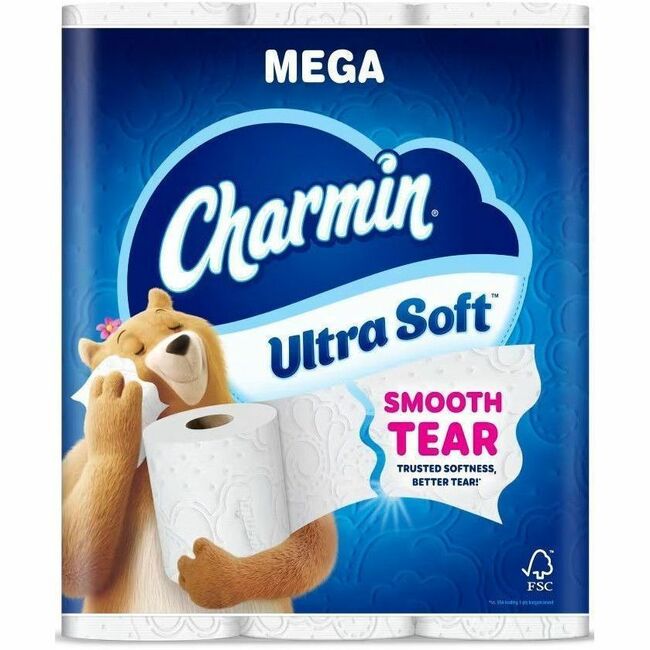 PGC19268 Charmin Ultra Soft Mega Roll - 2 Ply - 24 Mega - White - Paper