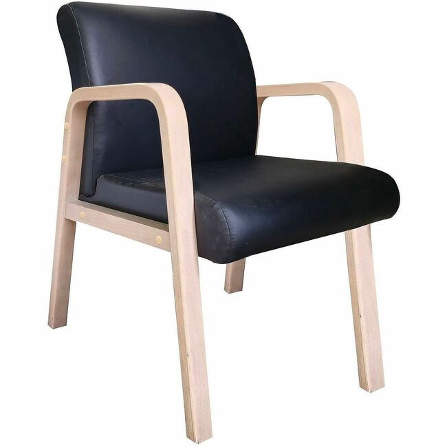 LLR40214 Solid Wood Frame Guest Chair, Black & Modern Elm
