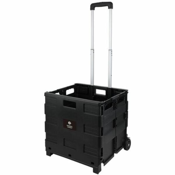 BSN14111 Stow & Go Mobile Storage Crate - Telescopic Handle - 12.72 gal Volume - 2 Casters - 18.25 x 15 x 39.37 in. - Black
