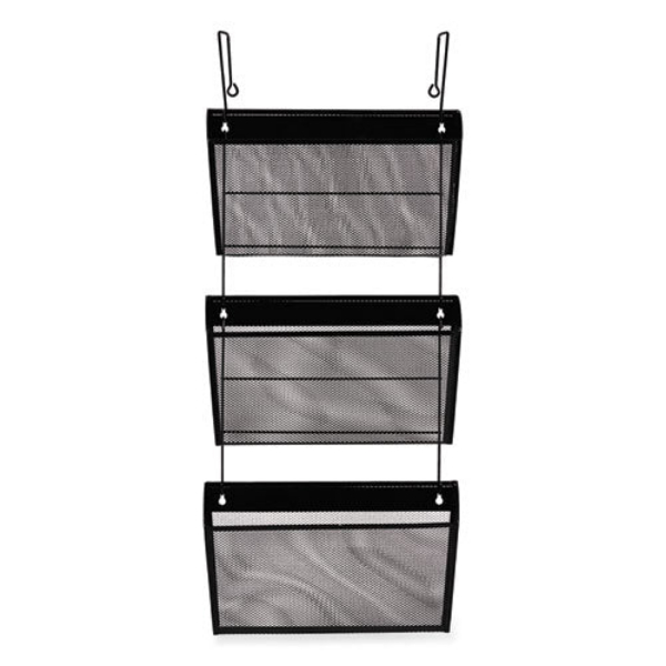 LLR84135 Mesh Wire Wall File Organizers, Black - 3 Pocket