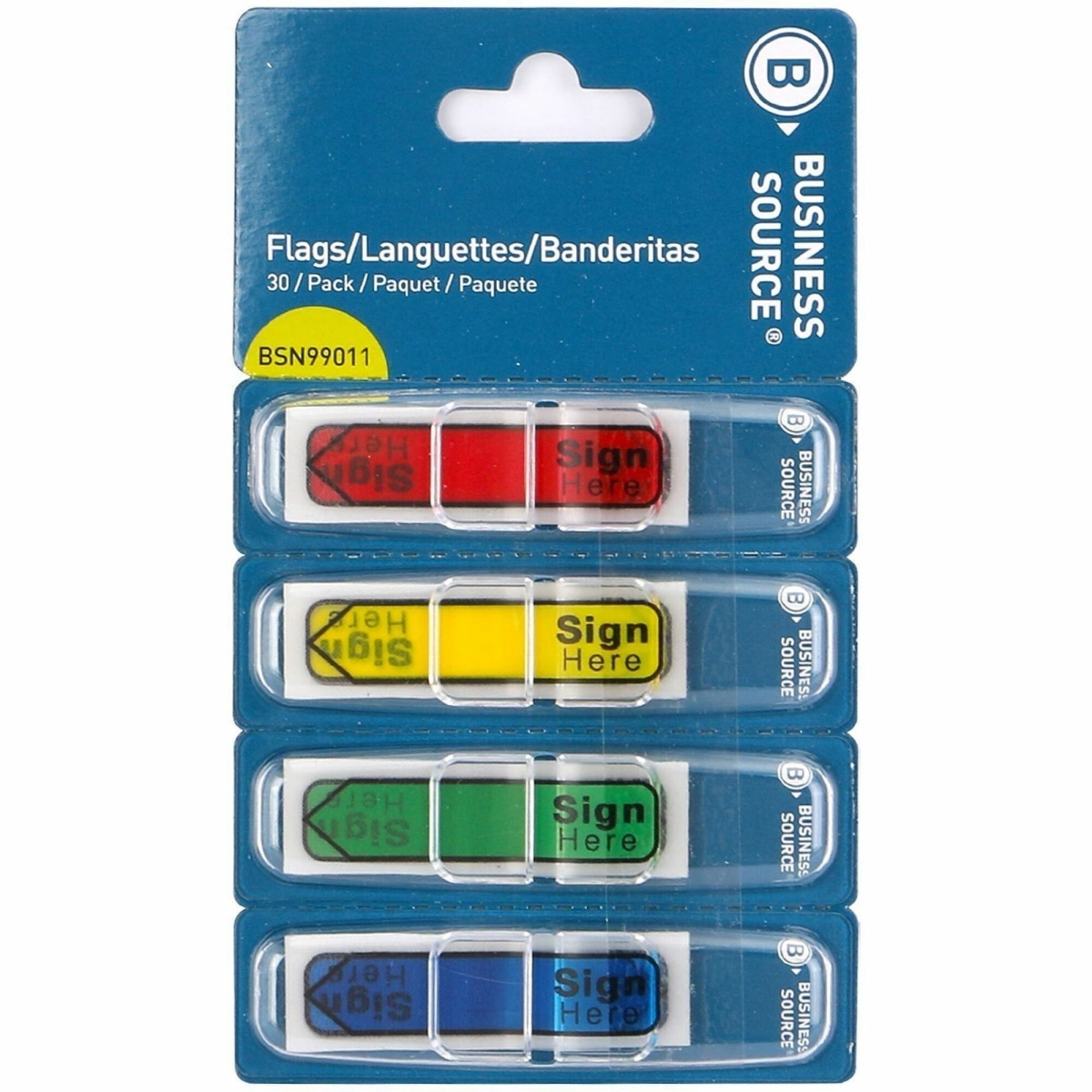 BSN99011CT 0.5 in. Note Length Sign Here Flag, Assorted Color - 120 per Pack - Pack of 48
