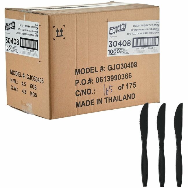 GJO30408 Heavy-Weight Polypropylene Cutlery Knife, Black