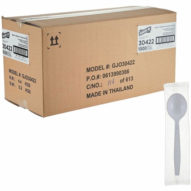 GJO30422 Heavy-Weight Polypropylene Cutlery Soup Spoon, White