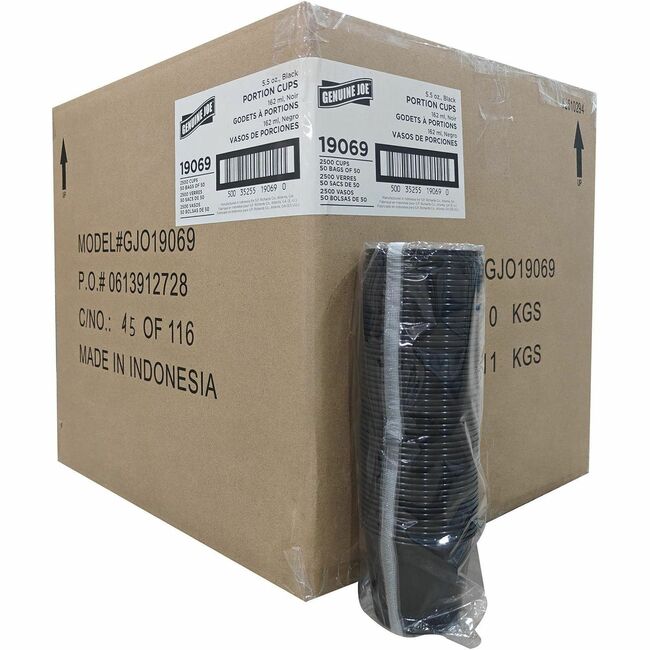 GJO19069 5.5 oz Leak Proof Closure Portion Cups - Black - Pack of 50