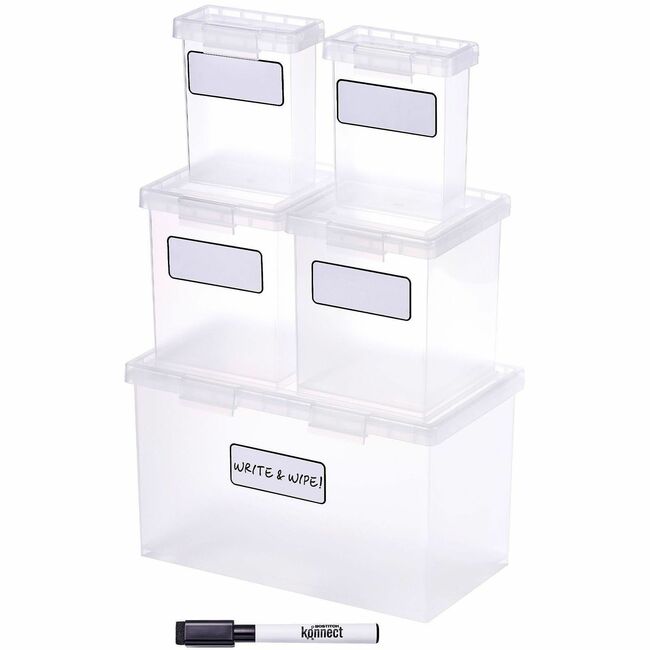 BOS23234 Nest Stacking Boxes, Clear - Pack of 5