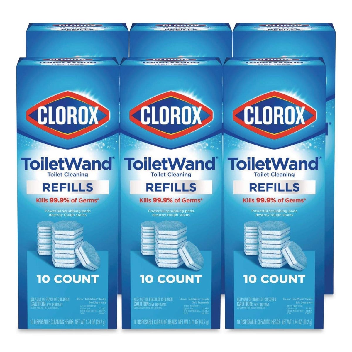 Clorox CLO31620 Toiletwand Toilet Cleaning Disinfecting Refill44 Blue  White  Pack of 6