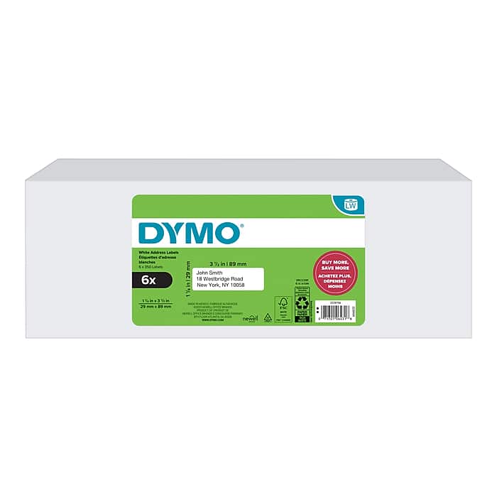 DYM2229754 1.12 x 3.5 in. LW Labels, White - 6 Per Pack - Pack of 6