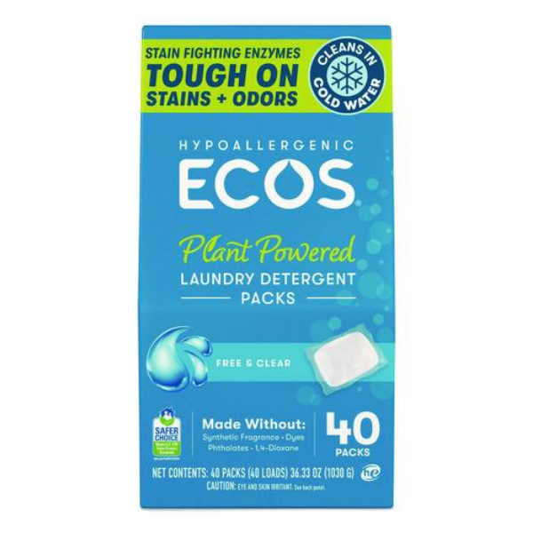 EOP963706 Laundry Detergent Packs, Free & Clear, 40 per Pack - Pack of 6