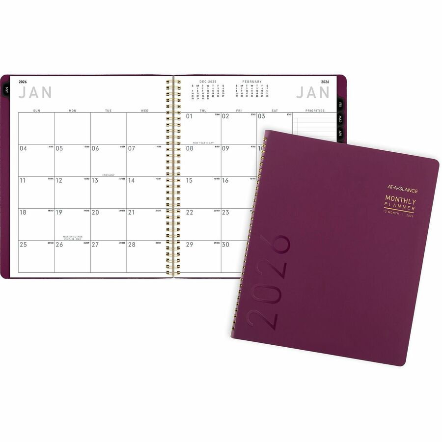 ACCO Brands AAG70250X14 Contempo Monthly Planner, Large, Cherry