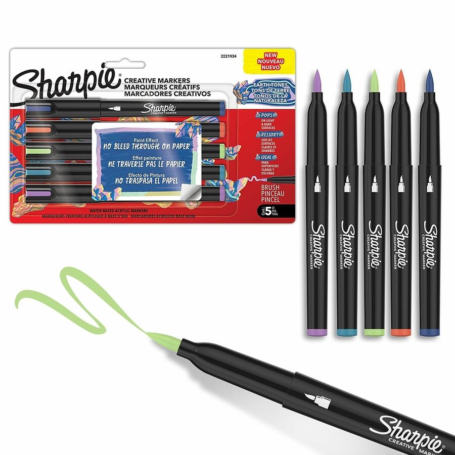 Sharpie SAN2221934 Sharpie Brush Create Marker - Pack of 5
