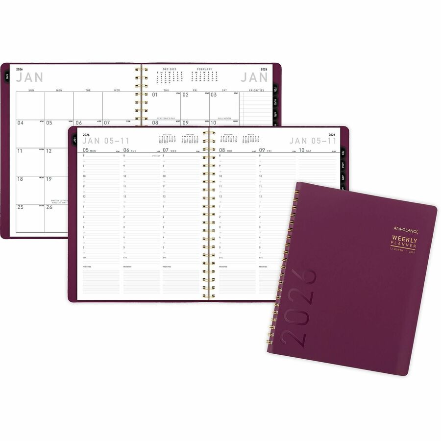 ACCO Brands AAG70940X14 Contempo Weekly & Monthly Planner, Large, Cherry