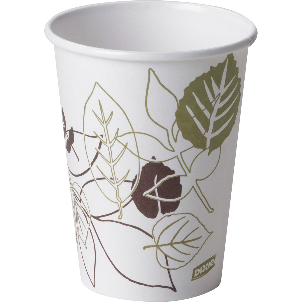 DXE2342PATHCT 12 oz Pathways Paper Hot Cups, White