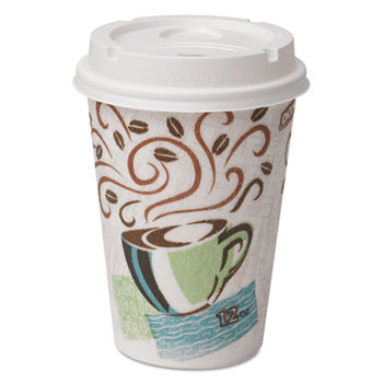 DXE5342COMBO6CT 12 oz Paper Hot Cups & Lids, White