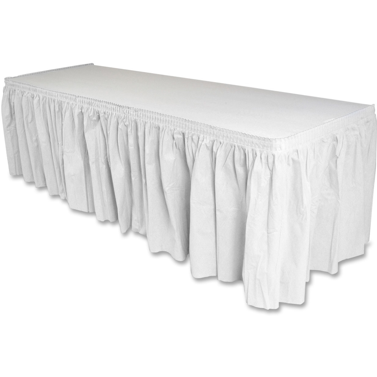 Nonwoven Table Skirts - 14' x 29 - Polyester - White, 6PK