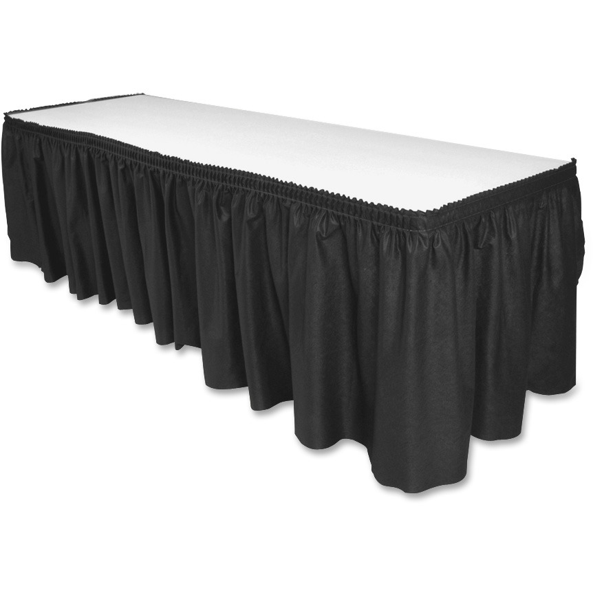 Nonwoven Table Skirts - 14' x 29 - Polyester - Black, 6PK