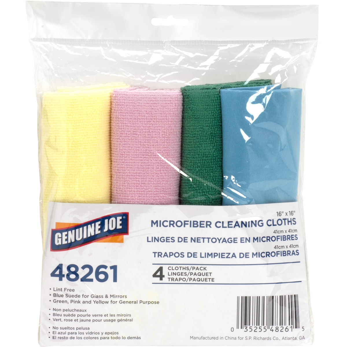 Microfiber Cleaning Cloths - 16 x 16 - Assorted Colors - 4 Per Bag, 9PK