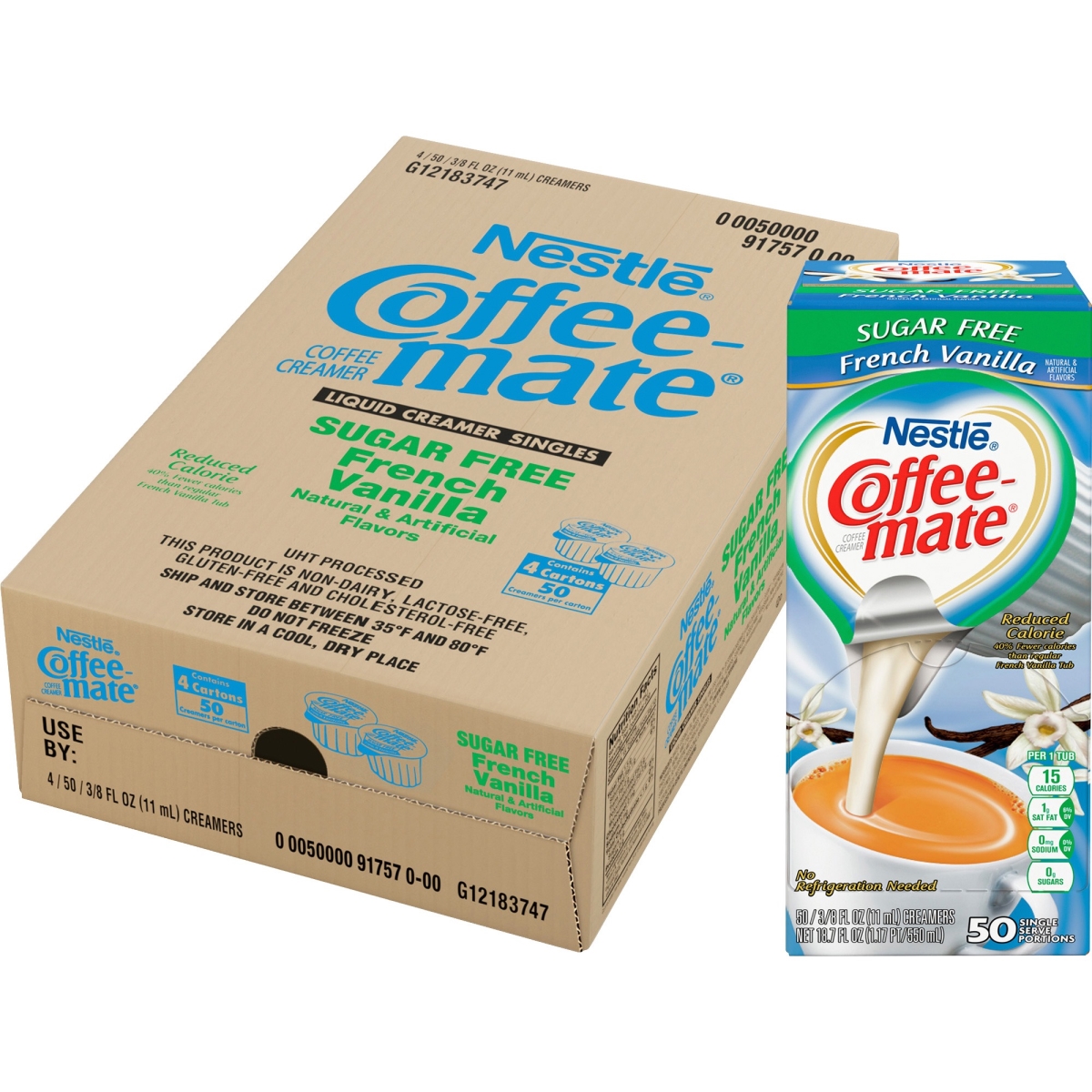 Picture of Nestle Professional NES91757CT 0.38 fl oz Coffee Creamer Sugar-Free French Vanilla, liquid creamer - White
