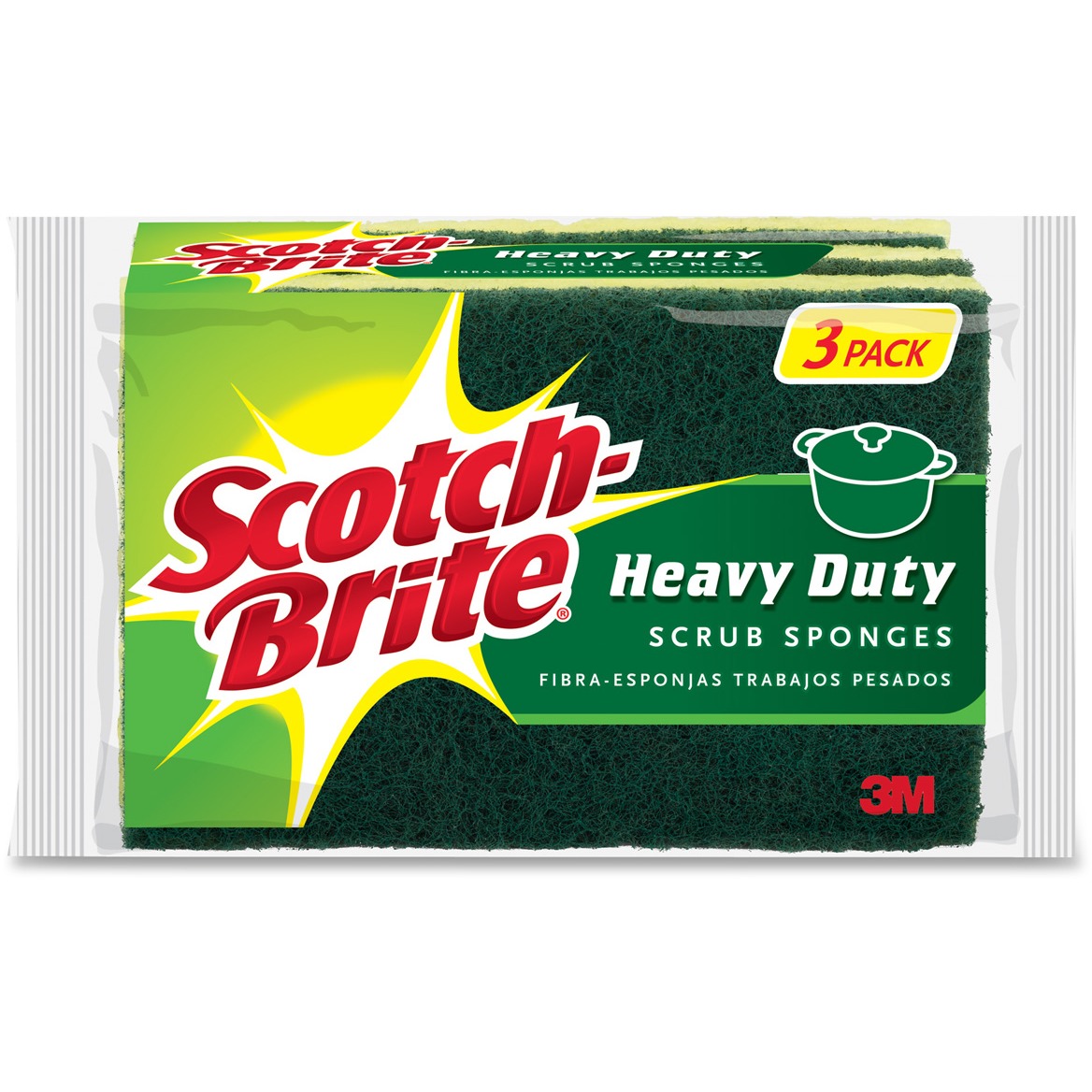 HeavyDuty Scrub Sponges  Yellow  Green  Pack of 3