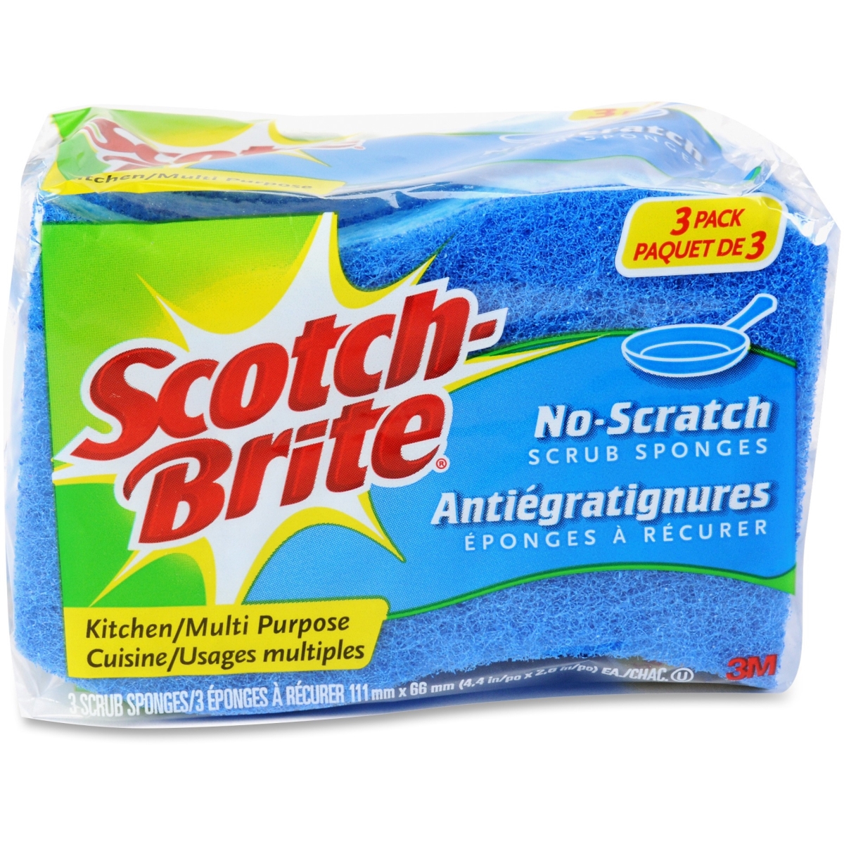 Multipurpose Scrub Sponge, 4-1/2"x2-3/4", Blue, PK 8