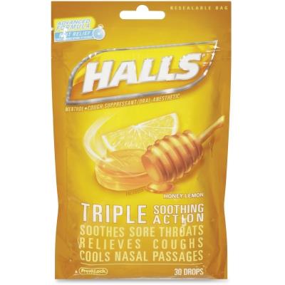 Cough Reliever for Sore Throat Cough Nasal Congestion  Honey Lemon  30 Piece Yellow