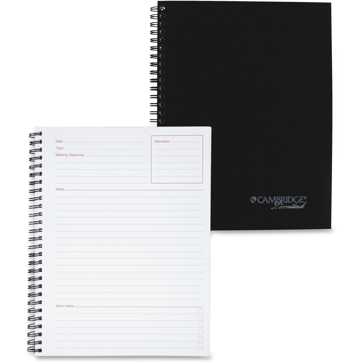 Wirebound Both Side Ruling Surface Printed Ruled Limited Meeting Notebook, Black