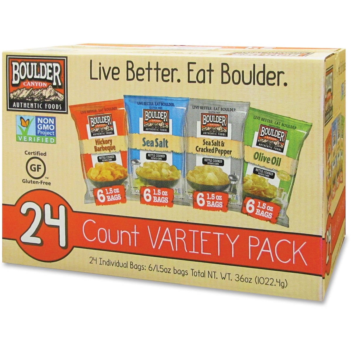 Picture of Boulder Canyon IVT012283 1.5 oz Boulder Canyon Chips Variety Pack - Natural