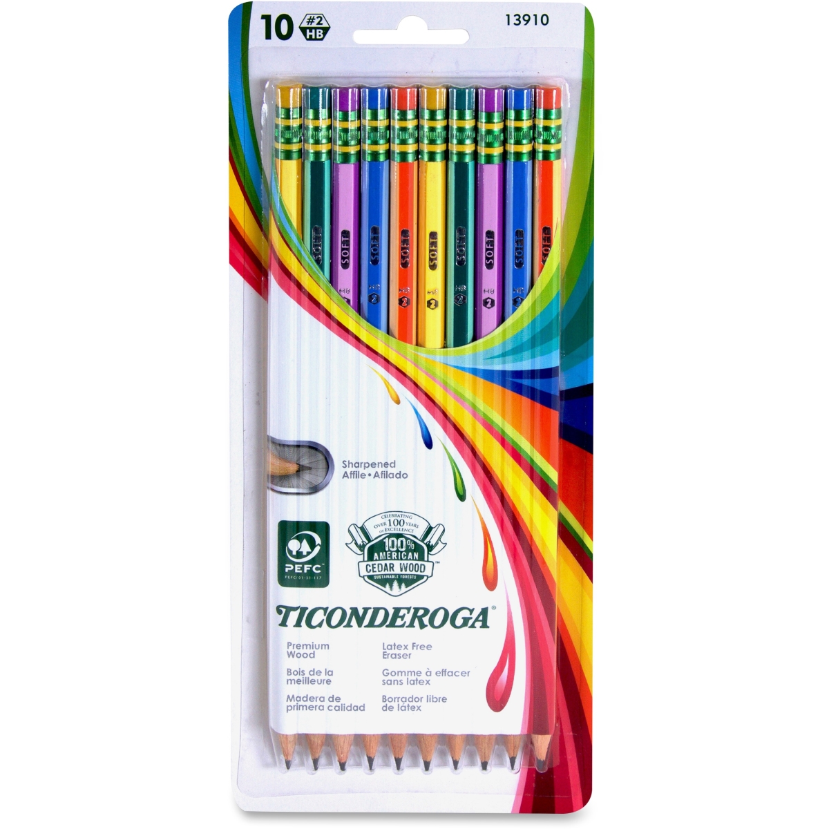 Picture of Dixon DIX13910 Graphite Pencil No 2 Striped&#44; Assorted - Pack of 10