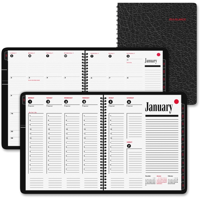 Picture of At A Glance AAG7086405 Weekly & Monthly Appointment Book 800 Range&#44; Simulated Leather - Black