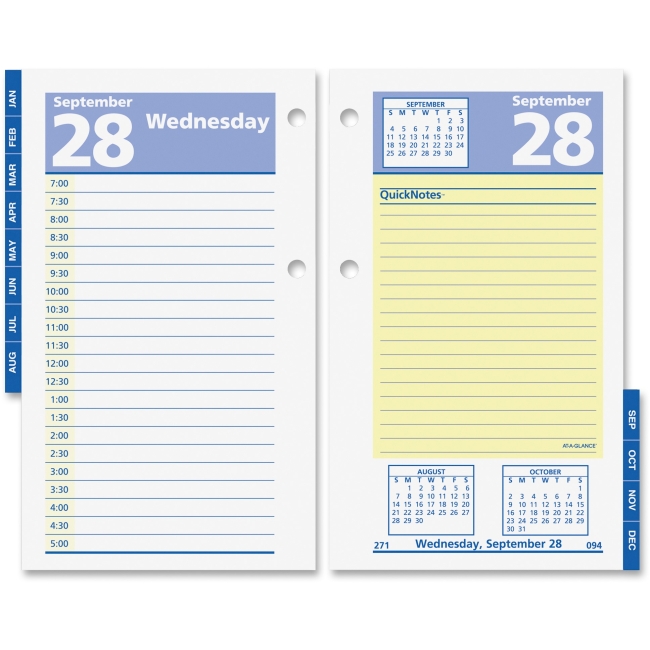 Picture of At A Glance AAGE51750 QuickNotes Daily Desk Calendar Refill&#44; Paper - White