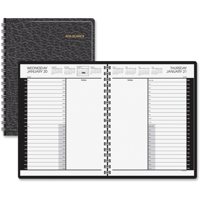 Picture of At A Glance AAG7021405 8.5 X 11 in. 24-Hour Daily Appointment Book&#44; Simulated Leather - Black