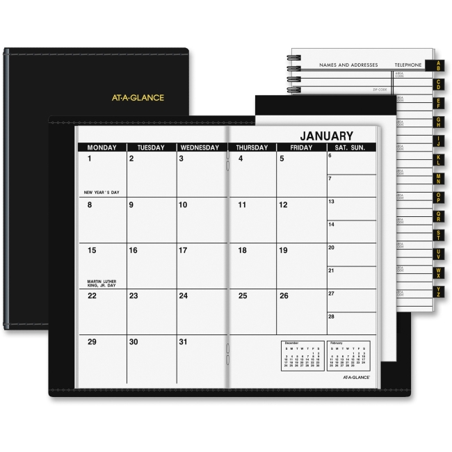Picture of At A Glance AAG7006405 3.5 x 6 in. Pocket Planner 13 Months&#44; Simulated Leather - Black