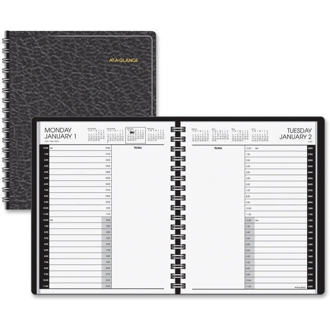 Picture of At A Glance AAG7082405 7 x 8.75 in. 24-Hour Daily Appointment Book&#44; Simulated Leather - Black
