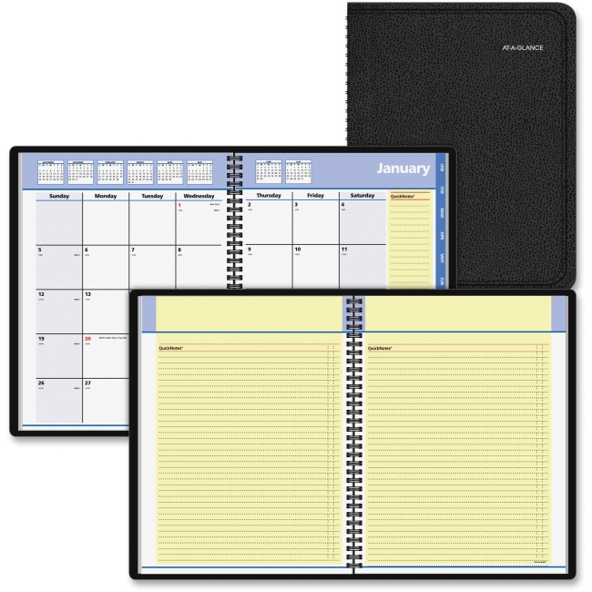 Picture of At A Glance AAG760605 8 x 11 in. QuickNotes Monthly Planner&#44; Simulated Leather - Black