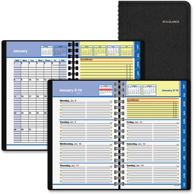 Picture of At A Glance AAG760205 Quick Notes Weekly & Monthly Planner&#44; Simulated Leather - Black
