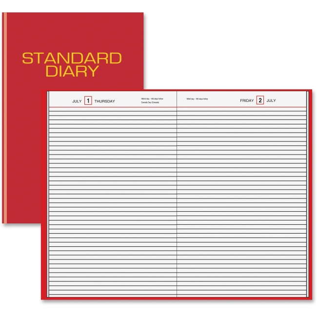 7.5 x 9.4 in. Daily Vinyl Business Diary - Red